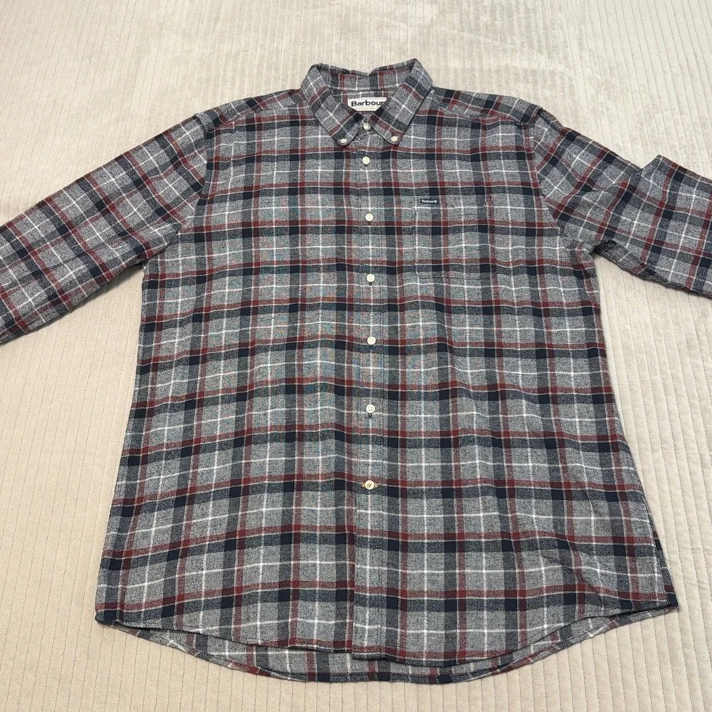 Barbour Shirt Mens Large Plaid Tailored Fit Long Sleeve Button Down Casual